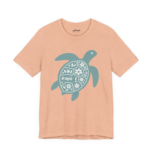 Shell Yeah! Floral Sea Turtle Unisex Graphic Tee Heather Peach