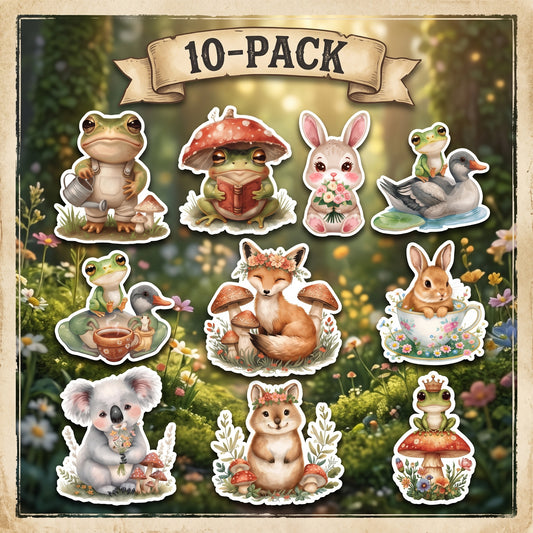 Cottagecore Sticker 10-Pack | Woodland Vinyl Decal Bundle
