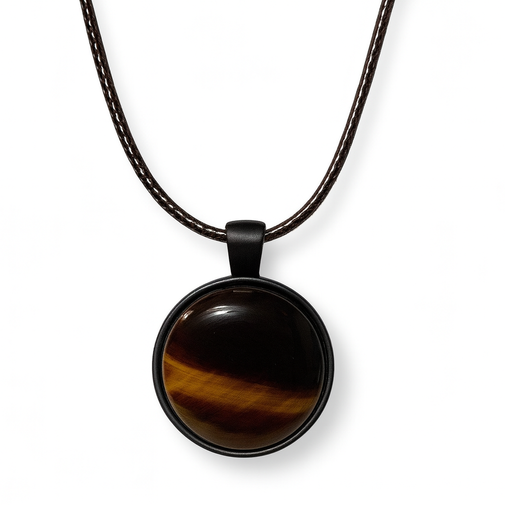 Tiger Eye Natural Stone Necklace, Handmade Grounding Gemstone Pendant