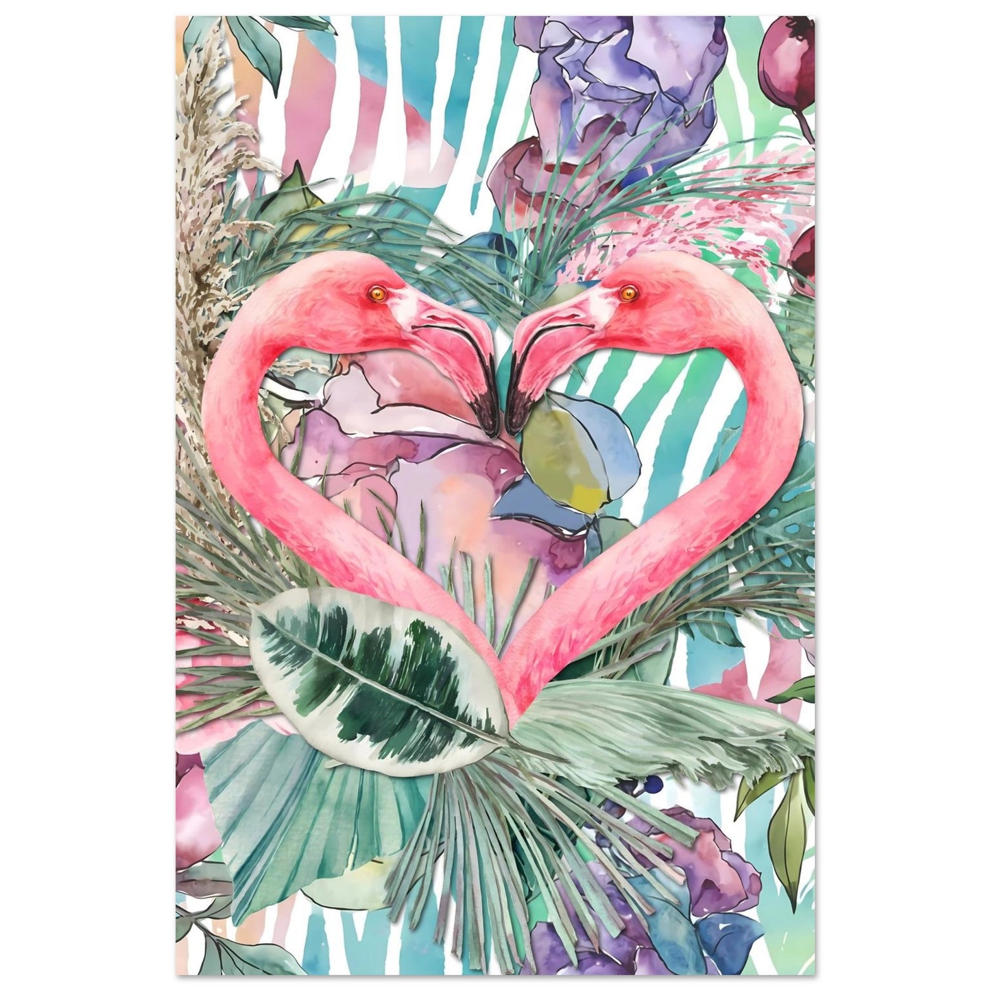 Flamingo Love Tropical Wall Art Poster 60x90 cm 24x36″