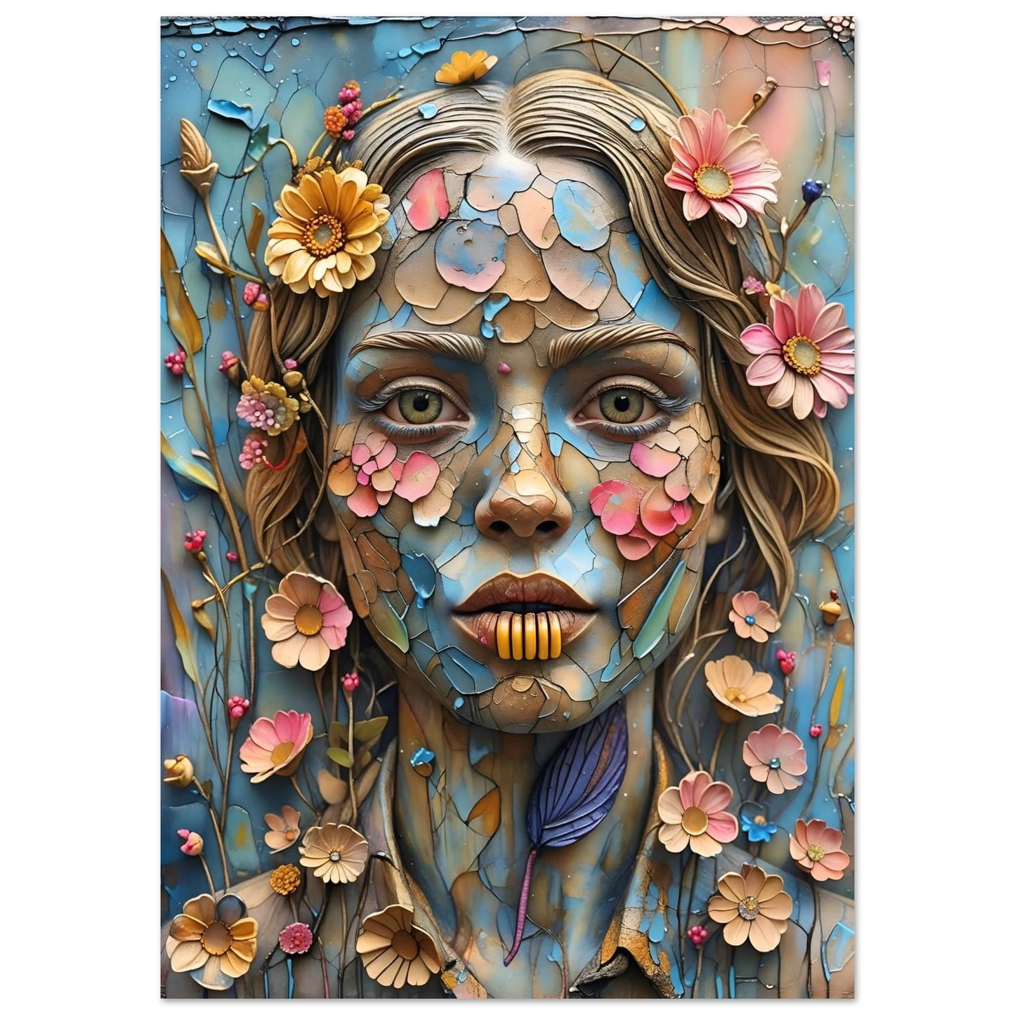 Bloom & Fracture Surreal Portrait Wall Art Poster A1 (59.4 x 84.1 cm)