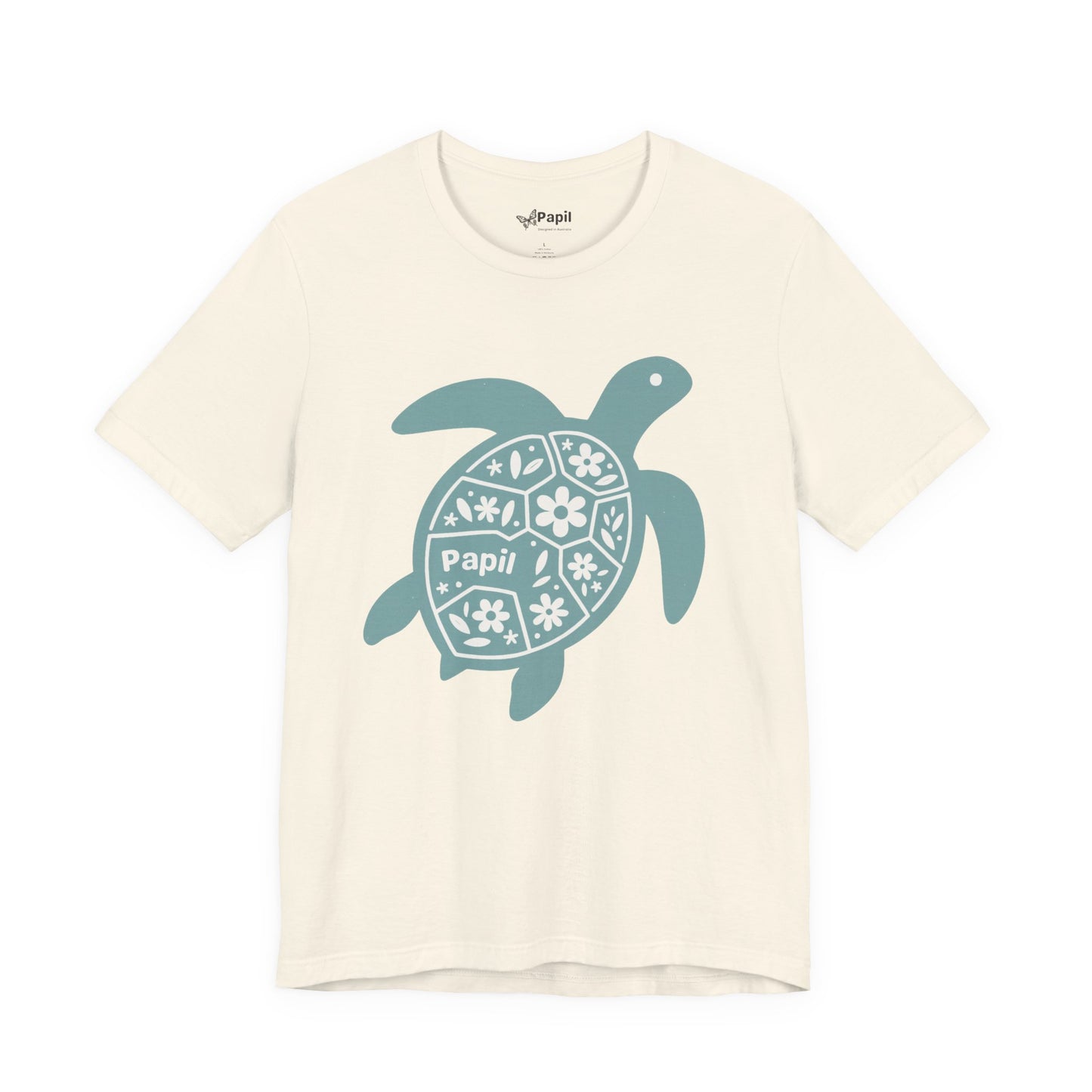 Shell Yeah! Floral Sea Turtle Unisex Graphic Tee Natural