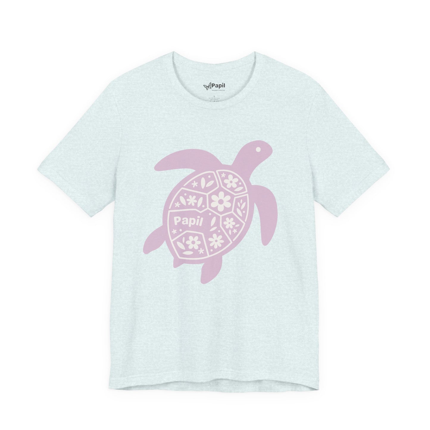 Shell Yeah! Floral Sea Turtle Unisex Graphic Tee Heather Ice Blue