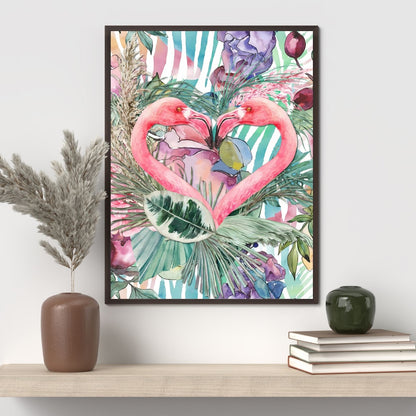 Flamingo Love Tropical Wall Art Poster