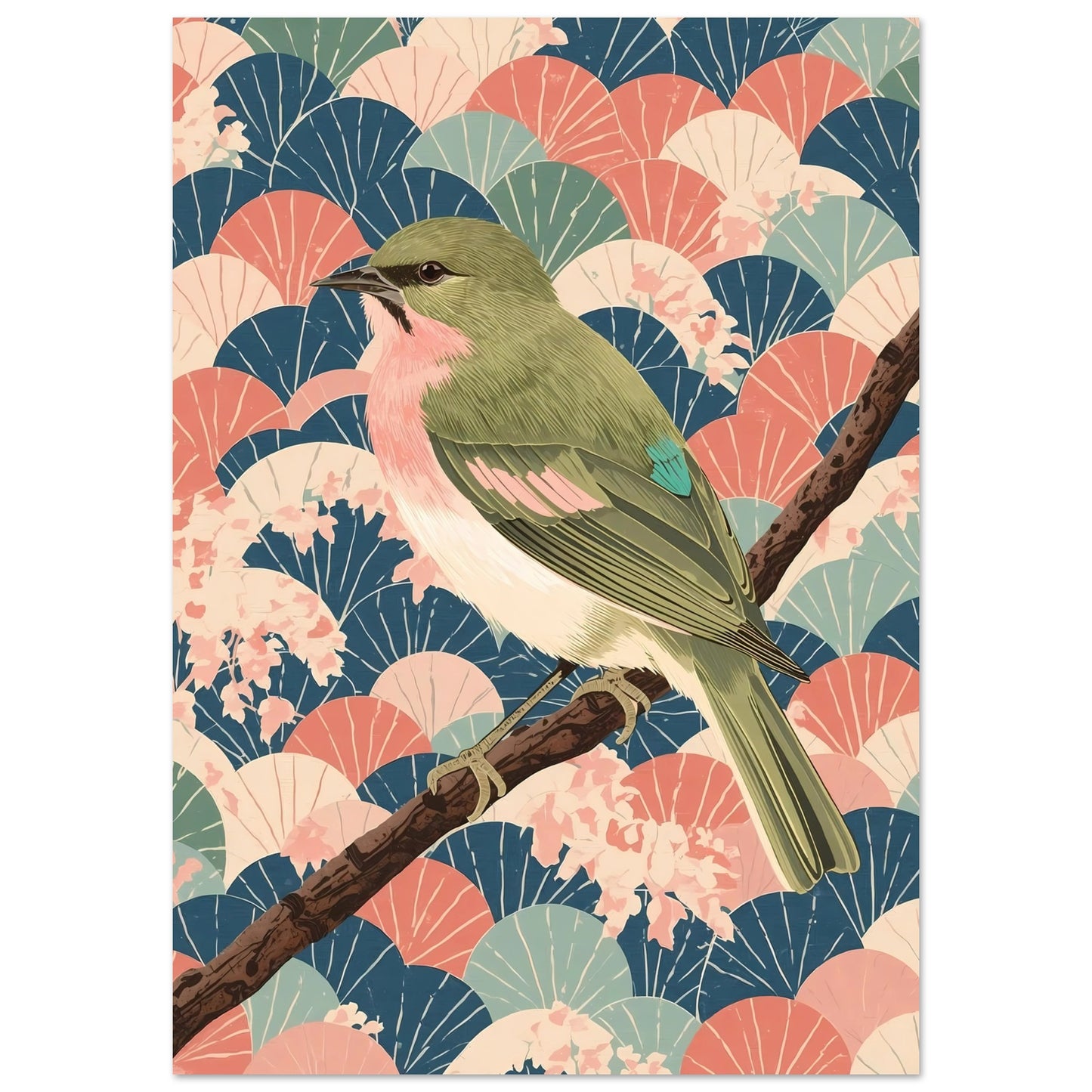 Songbird Serenity Japanese Art Wall Poster A1 (59.4 x 84.1 cm)
