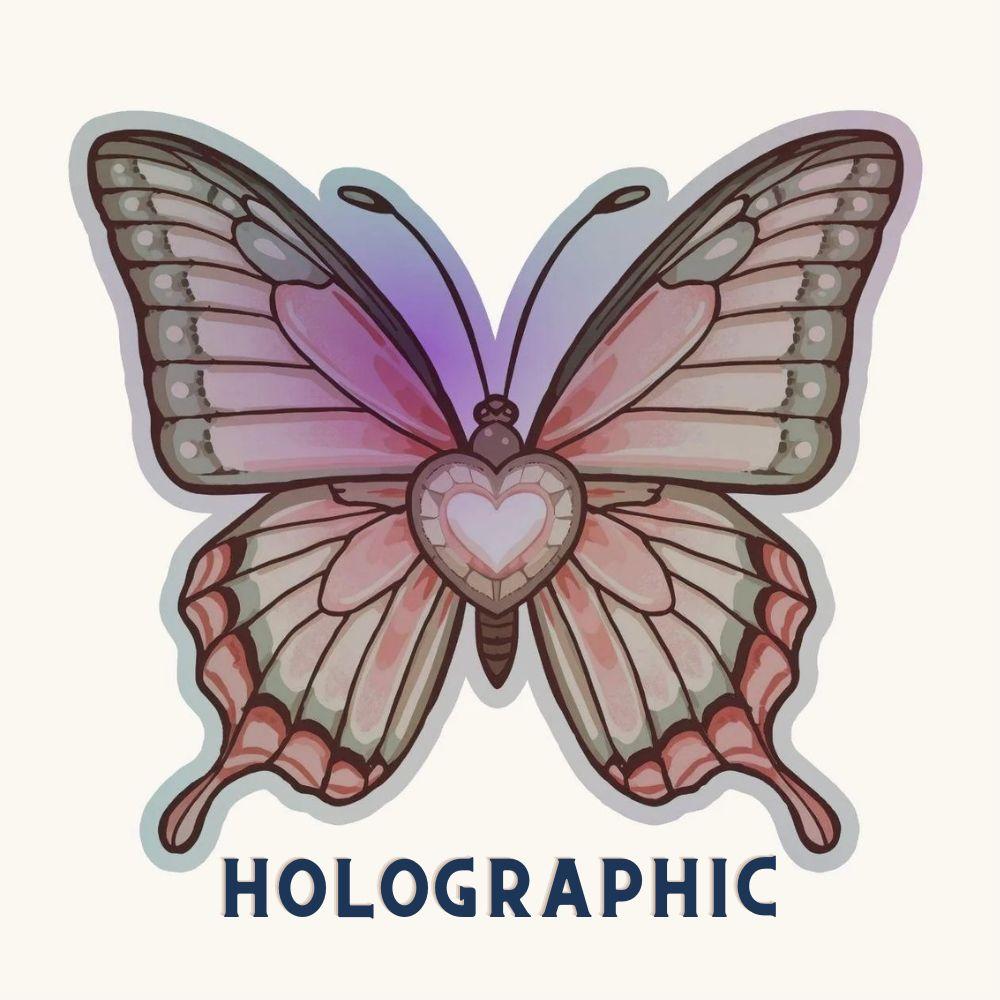 Heartwing Butterfly Rainbow | Fantasy | Holographic Foil | Kiss-Cut Sticker