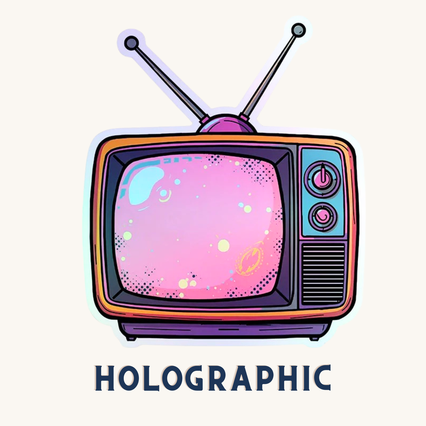 Retro TV Cosmic Rainbow | Nostalgic | Holographic Foil | Kiss-Cut Sticker