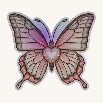 Heartwing Butterfly Rainbow | Fantasy | Holographic Foil | Kiss-Cut Sticker
