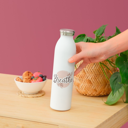 Breathe Minimalist Script | Mindfulness | White Satin Vinyl | Kiss-Cut Sticker