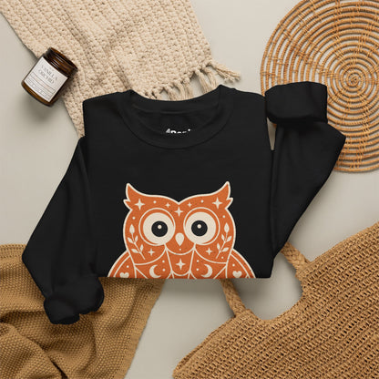 Wise & Whimsical — Folk Owl Cosy Crewneck Sweatshirt