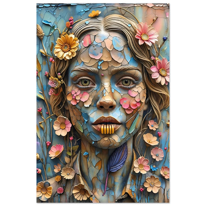 Bloom & Fracture Surreal Portrait Wall Art Poster 60x90 cm 24x36″