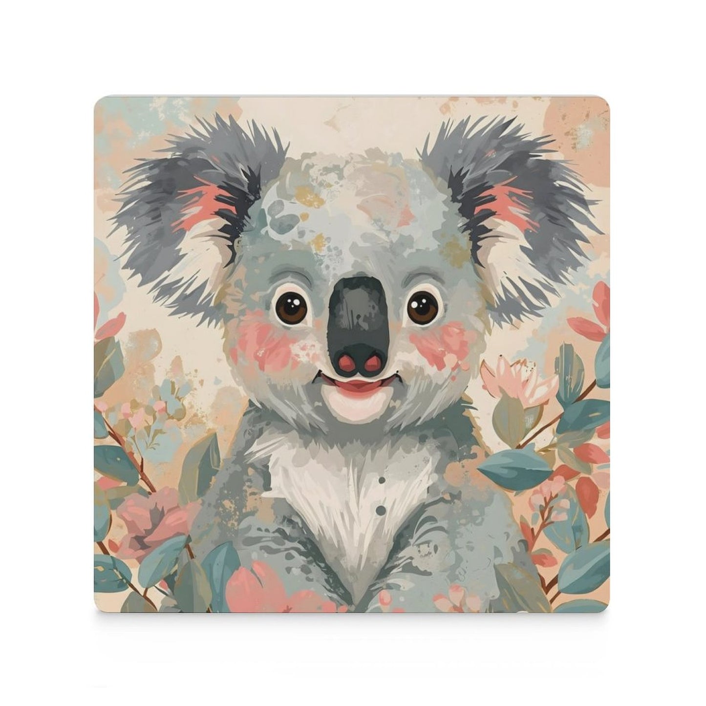 Koala in Bloom Dreamy Pastel Coasters — US-Made, Set of 4