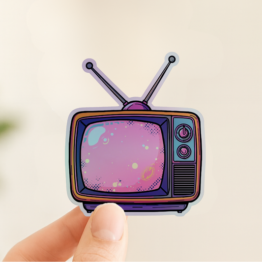 Retro TV Cosmic Rainbow | Nostalgic | Holographic Foil | Kiss-Cut Sticker