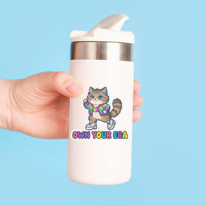 Own Your Era Fashion Cat | Pop Aesthetic | Glitter Vinyl | Die-Cut Sticker