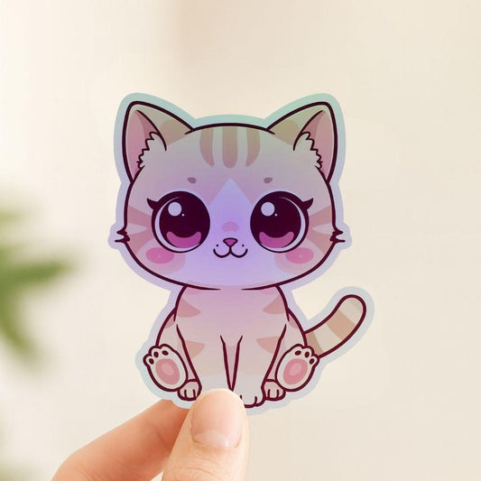Kawaii Cat Rainbow Set | Cute Kitten | Holographic Foil | Kiss-Cut Sticker