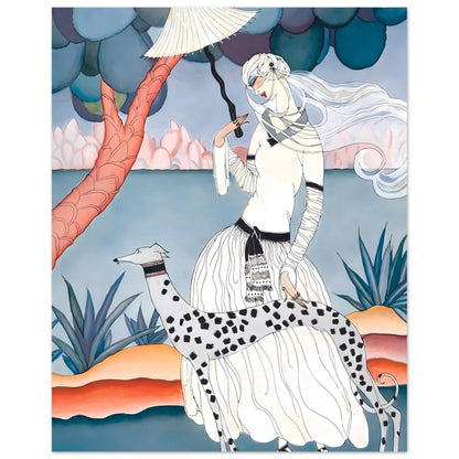 Ms Vogue & Her Spotted Hound Art Deco Wall Art Poster 40x50 cm 16x20″