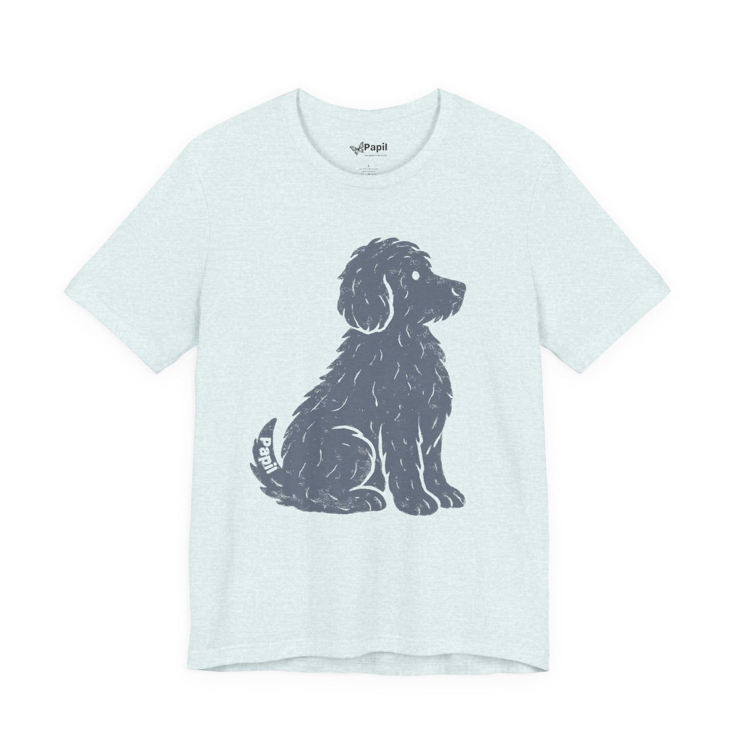 Good Dog Energy — Cute Sitting Puppy Unisex Graphic Tee Heather Ice Blue