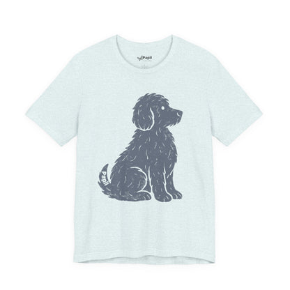 Good Dog Energy — Cute Sitting Puppy Unisex Graphic Tee Heather Ice Blue