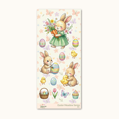 Easter Meadow Bunny & Chick | Planner Set | White Vinyl | Sticker Sheet