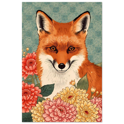 Floral Fox Ukiyo-e Wall Art Poster 40x60 cm 16x24″