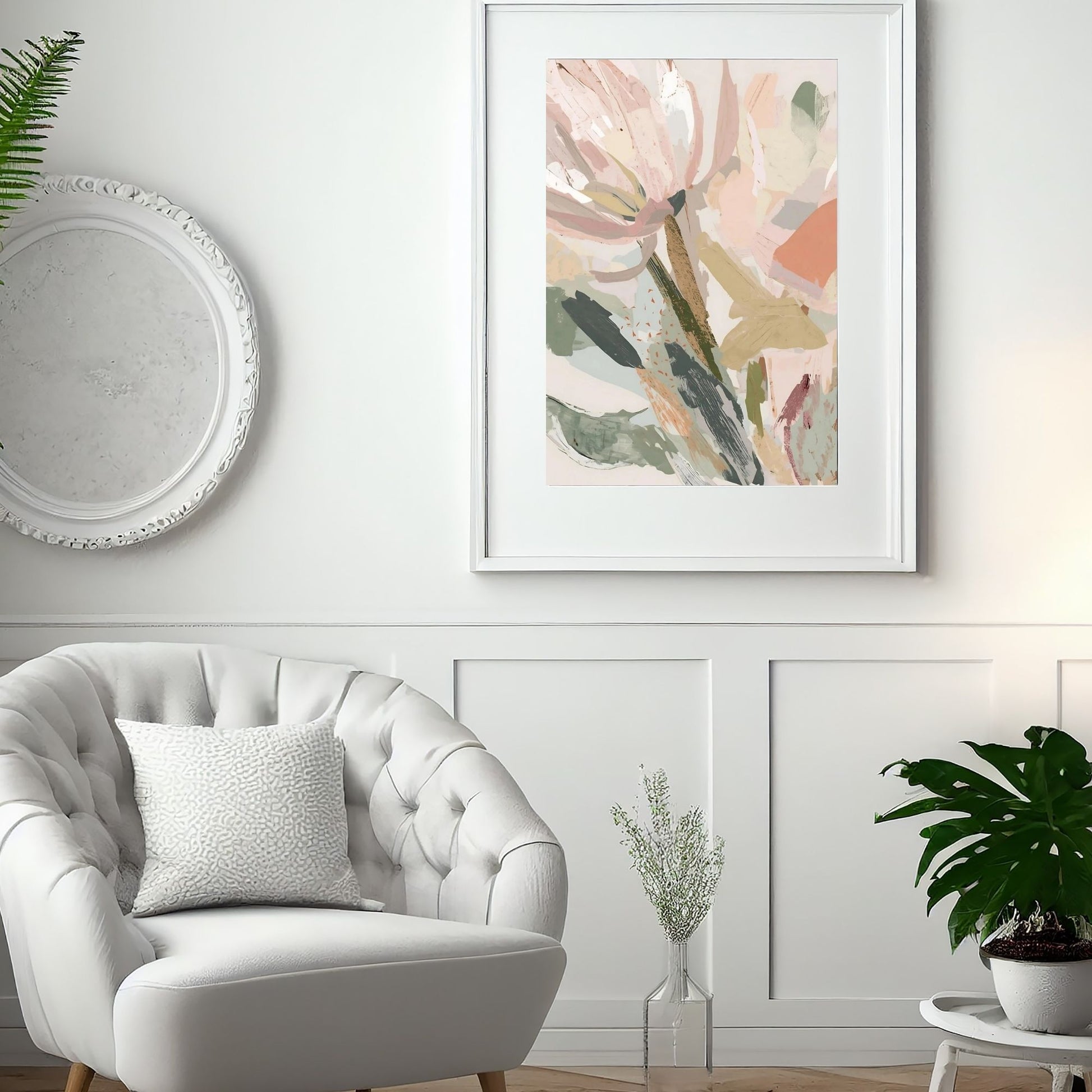 Abstract Floral Canvas Wall Art Print | Modern Minimalist Botanical Painting