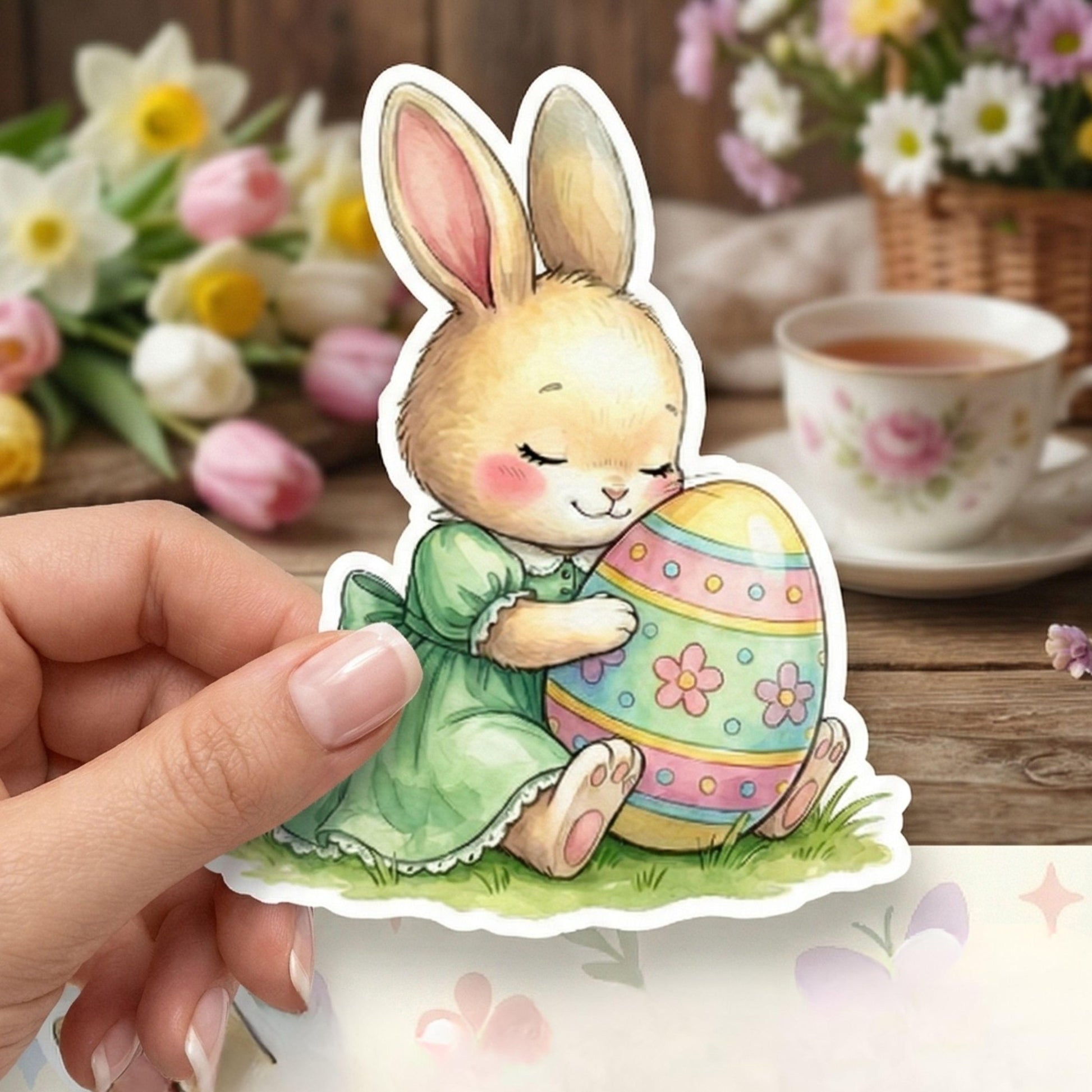Easter Meadow Bunny & Chick | Planner Set | White Vinyl | Sticker Sheet