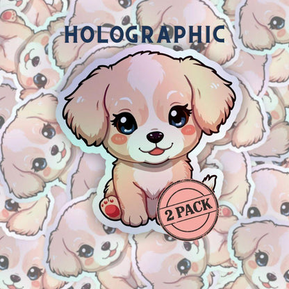 Kawaii Puppy Rainbow Set | Cute Dog | Holographic Foil | Kiss-Cut Sticker