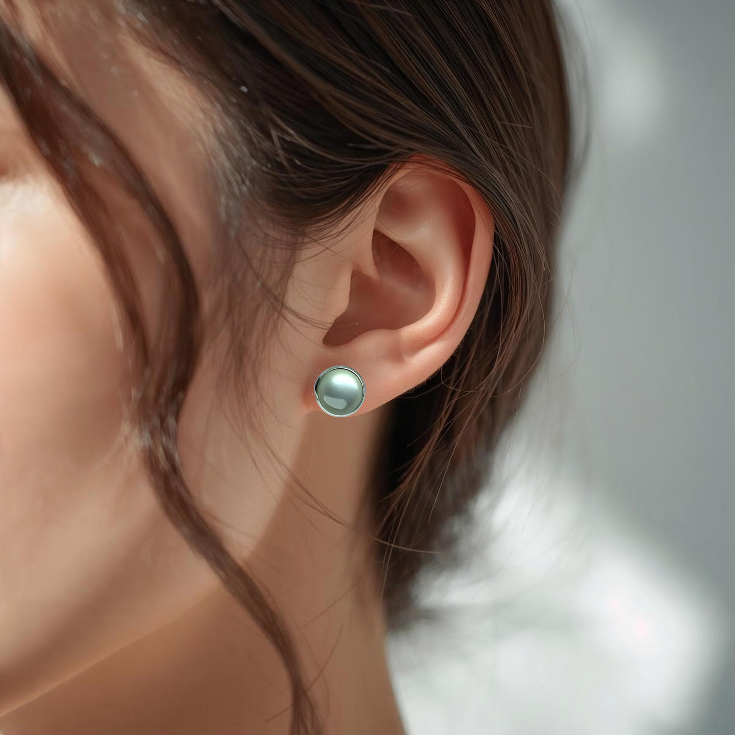 Glossy Shiny Dome Resin Silver Stud Earrings - Multiple Colours