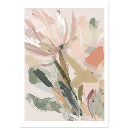 Abstract Floral Canvas Wall Art Print | Modern Minimalist Botanical Painting A2 (42 x 59.4 cm)