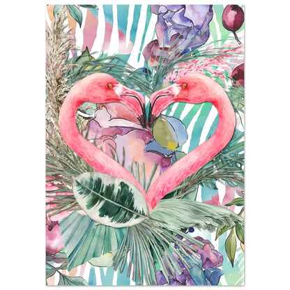Flamingo Love Tropical Wall Art Poster A2 (42 x 59.4 cm)