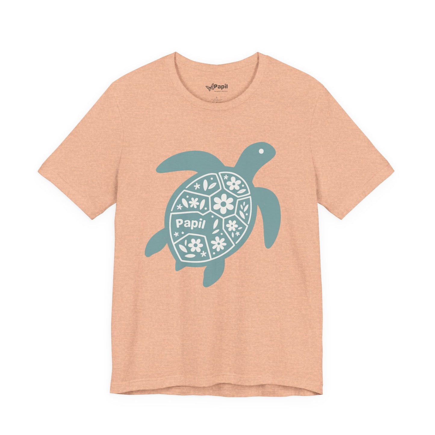Shell Yeah! Floral Sea Turtle Unisex Graphic Tee Heather Peach