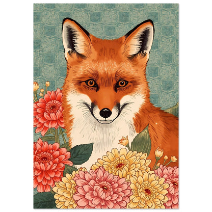 Floral Fox Ukiyo-e Wall Art Poster A0 (84.1 x 118.9 cm)