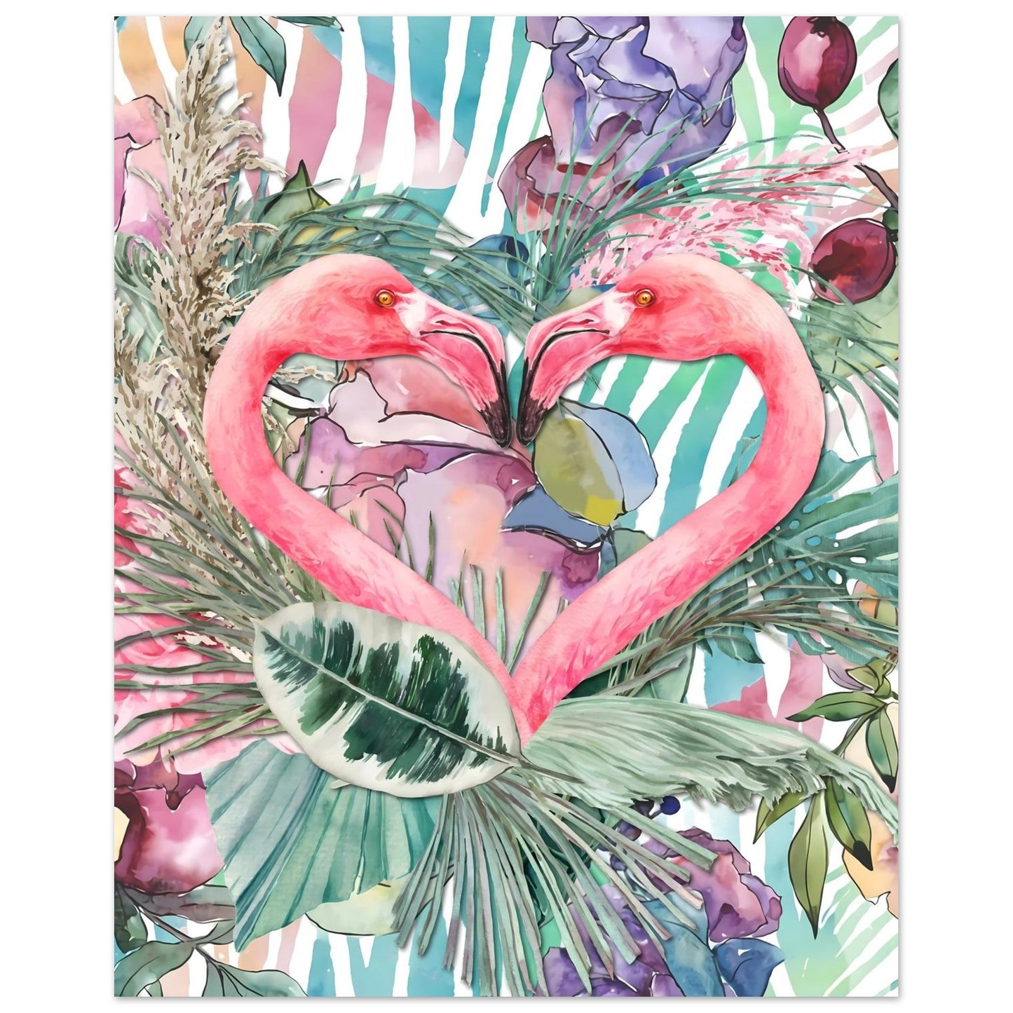 Flamingo Love Tropical Wall Art Poster 40x50 cm 16x20″