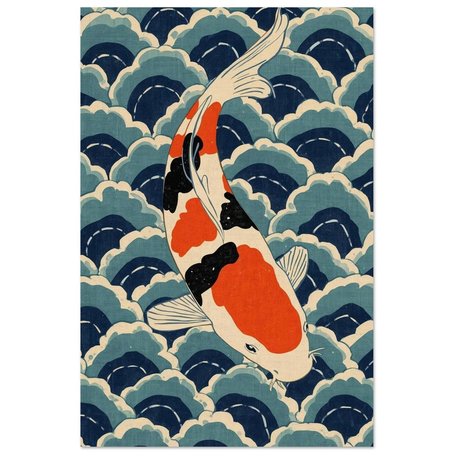 Koi Wave Japanese Art Wall Poster 40x60 cm 16x24″