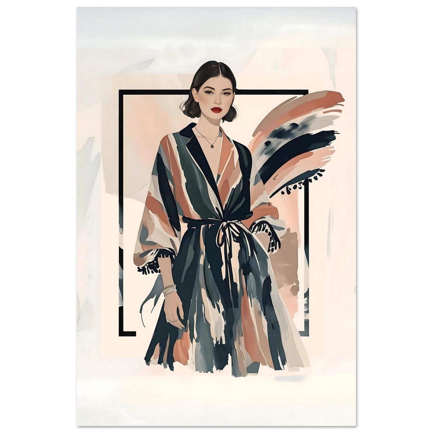 Kimono Chic Fashion Illustration Wall Art Poster 40x60 cm 16x24″