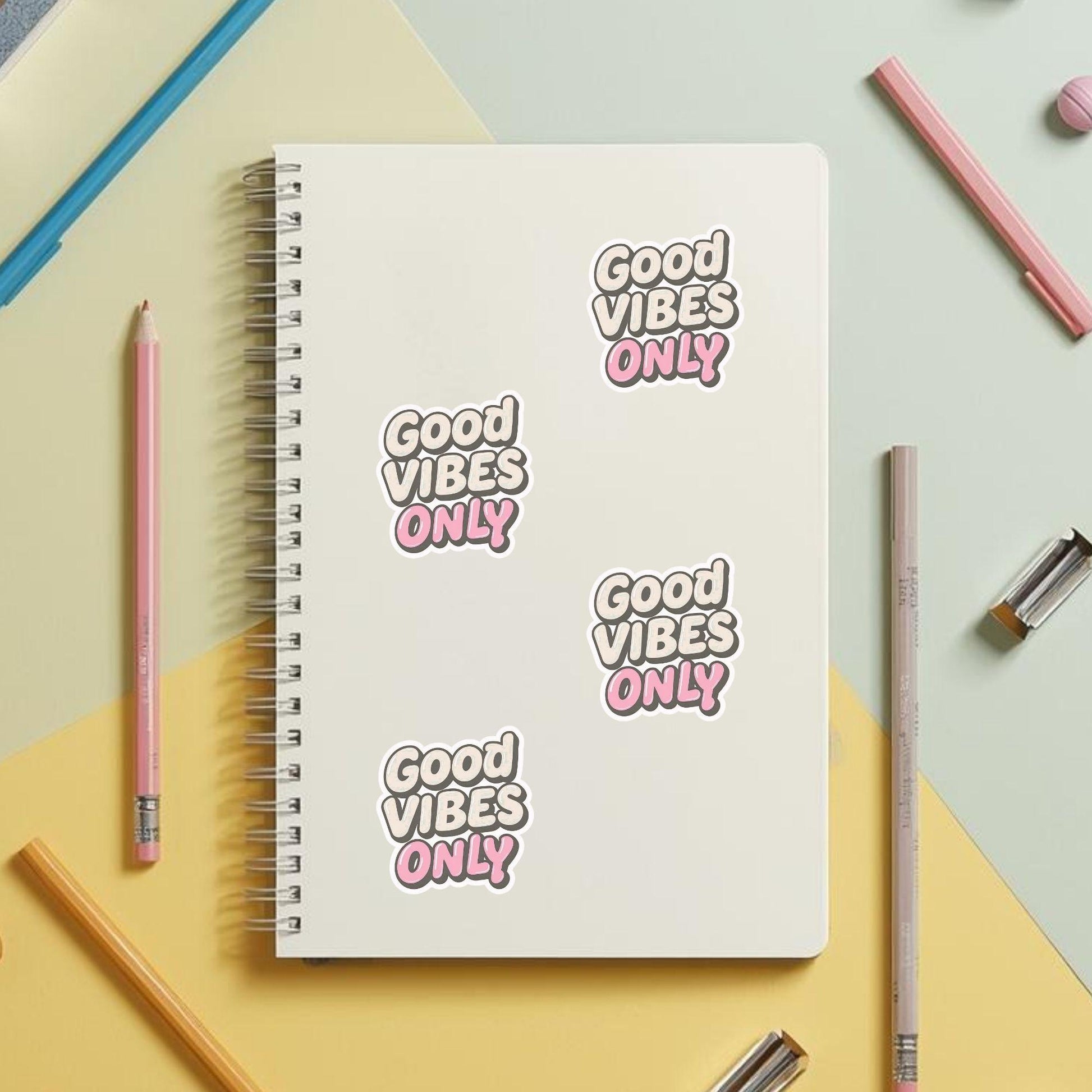 Good Vibes Only Bubble Letter | Retro | White Satin Vinyl | Kiss-Cut Sticker