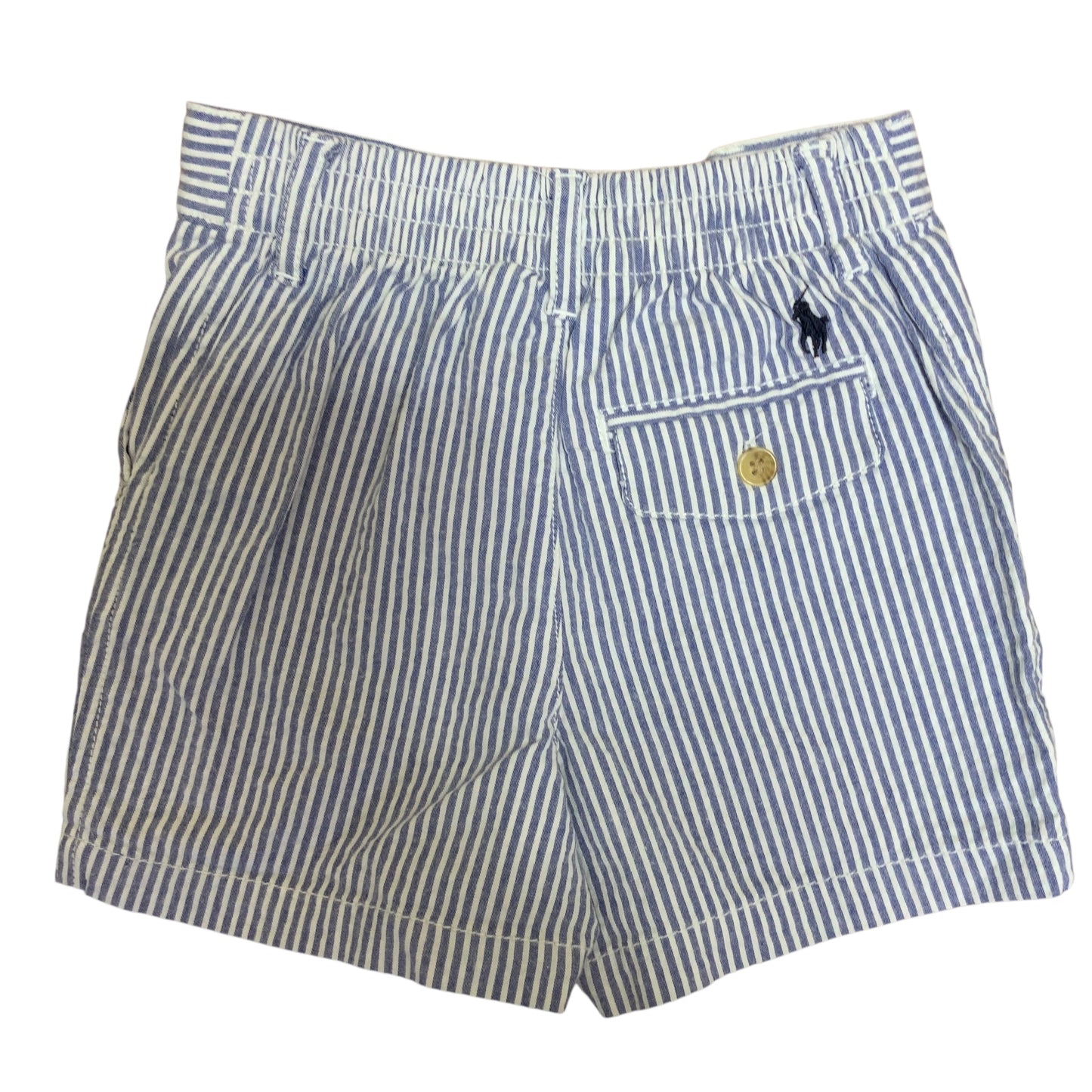 Ralph Lauren Baby Boys 2-Piece Set White Shirt & Blue Stripe Shorts | Size 9M
