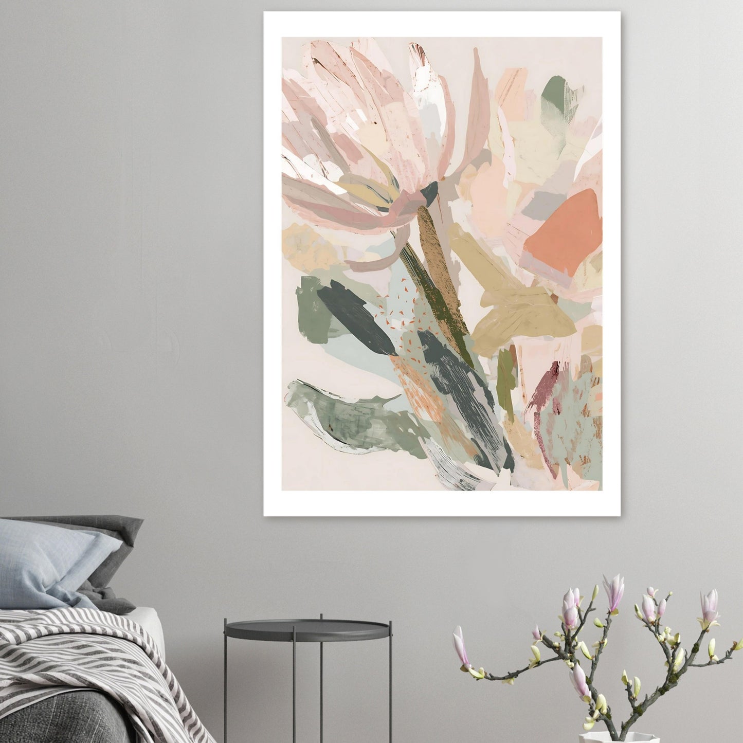 Abstract Floral Canvas Wall Art | Modern Minimalist Botanical Painting | Digital Wall Art