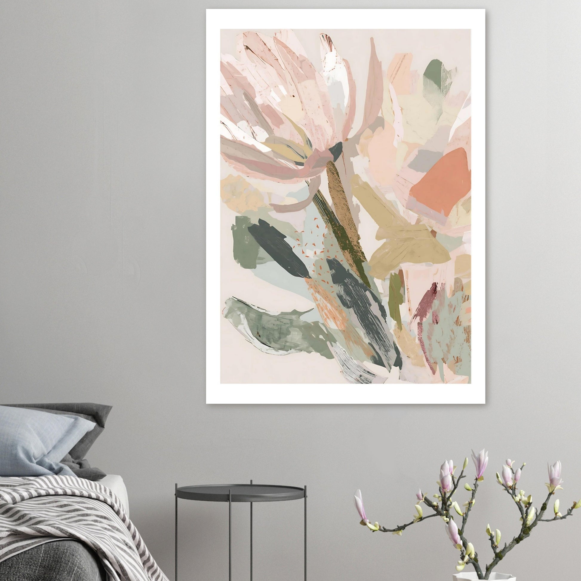 Abstract Floral Canvas Wall Art | Modern Minimalist Botanical Painting | Digital Wall Art