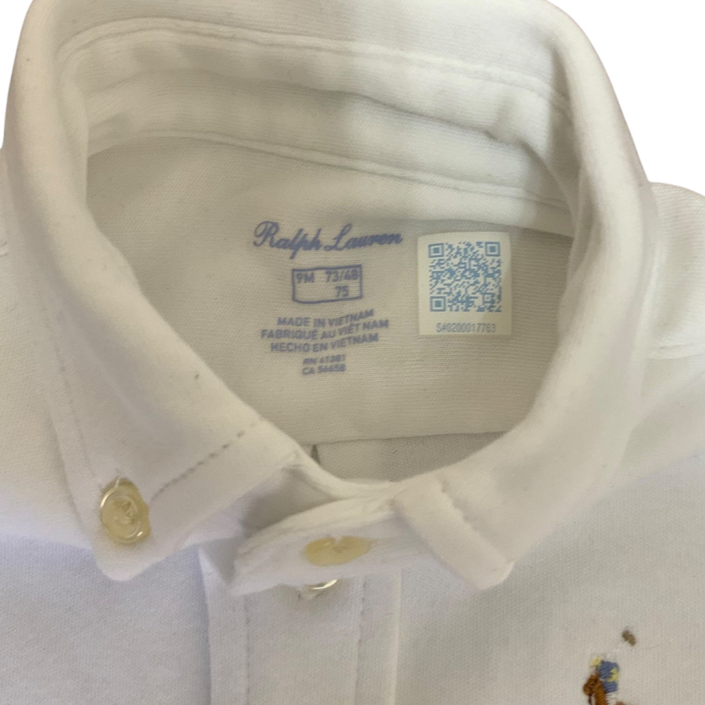 Ralph Lauren Baby Boys 2-Piece Set White Shirt & Blue Stripe Shorts | Size 9M