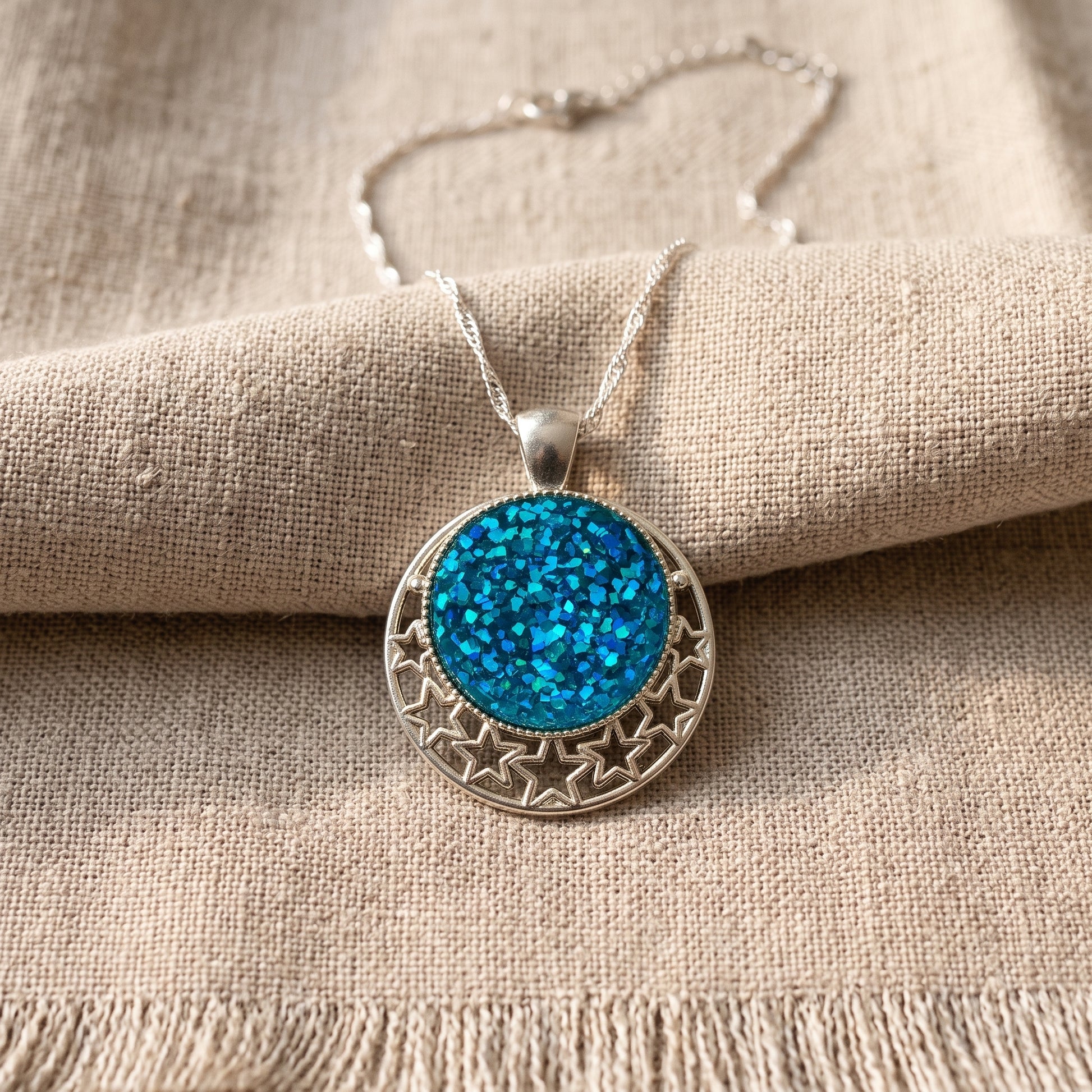 Sparkle & Shine Glitter Star Pendant Necklace, Handmade Statement Piece