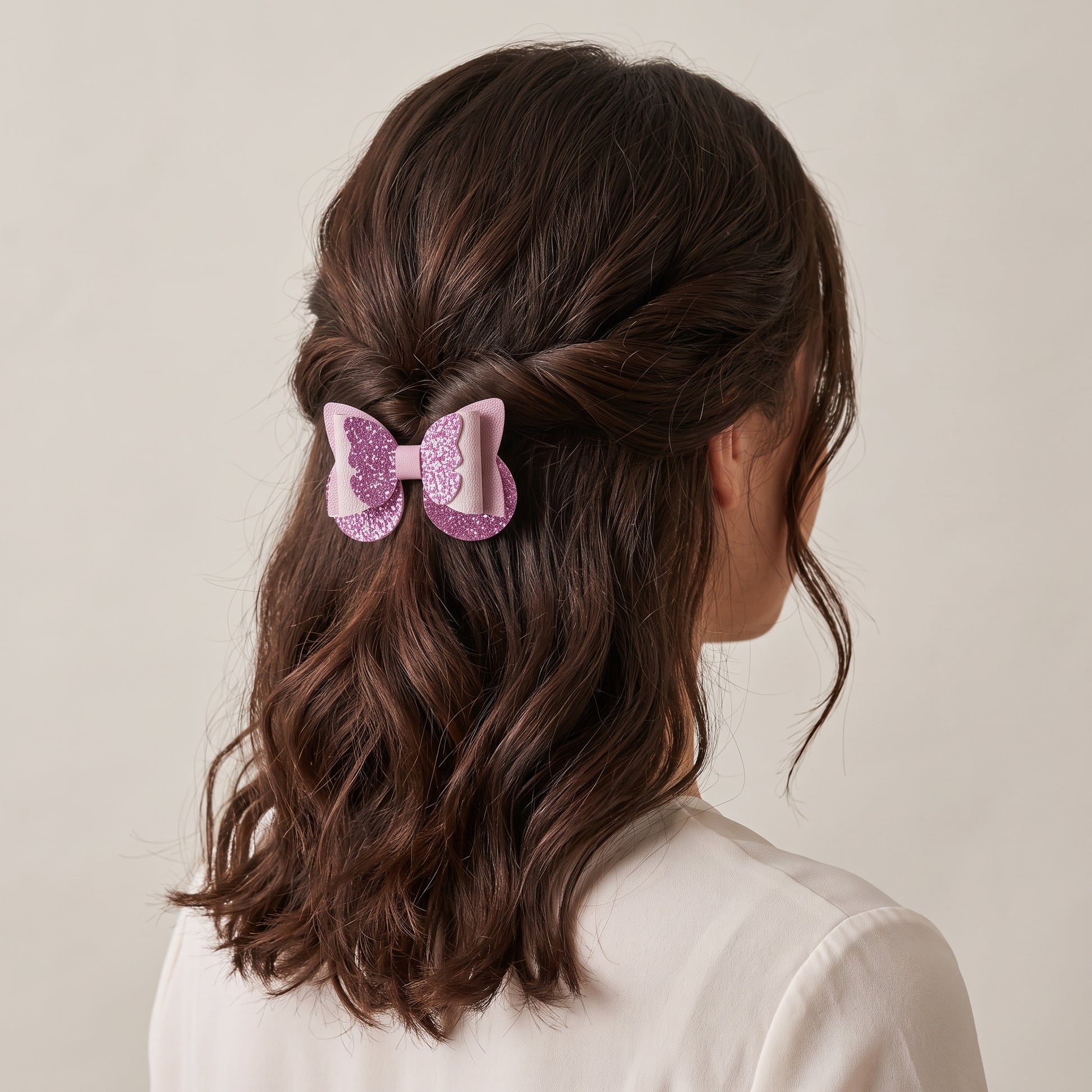 Sparkly Butterfly Hair Bow, Handmade Pebble & Glitter Clip