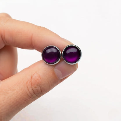Glossy Dome Stud Earrings, Handmade Shiny Colour-Pop Studs