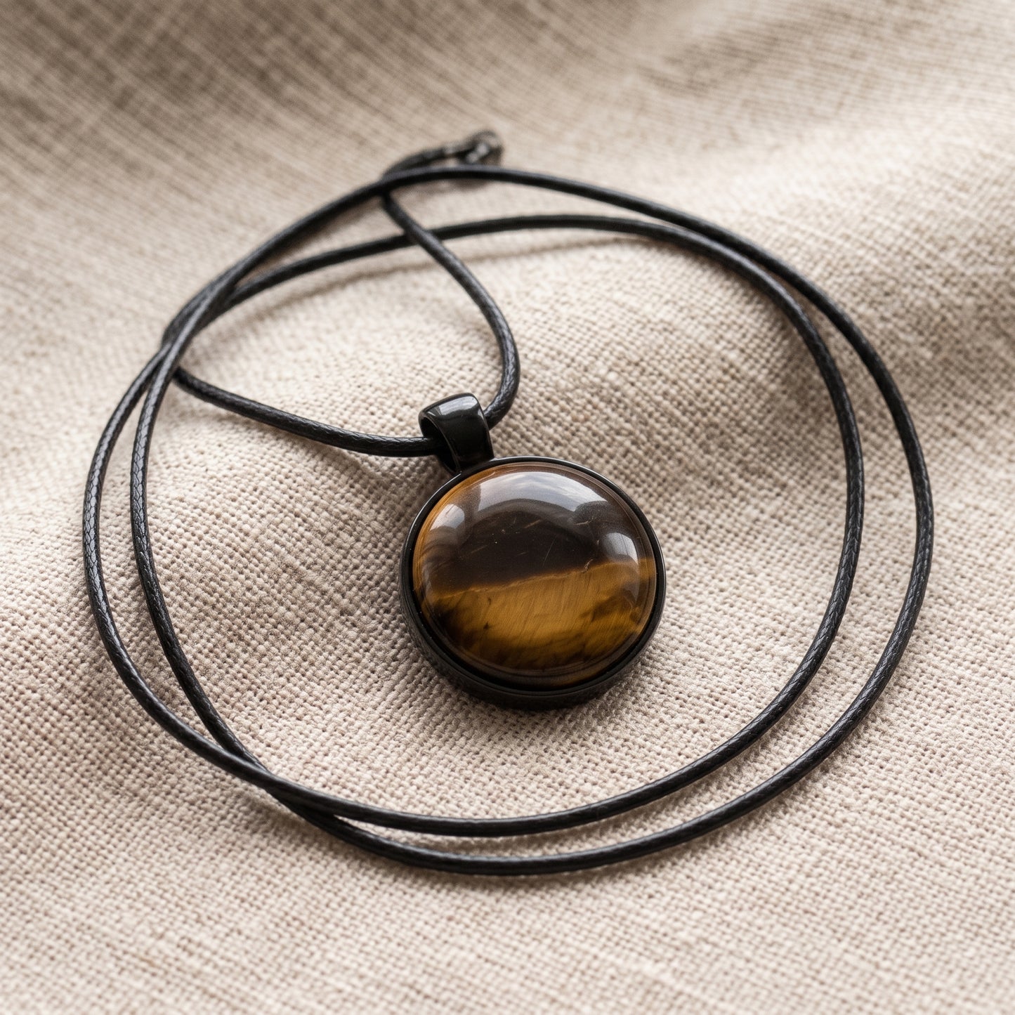 Tiger Eye Natural Stone Necklace, Handmade Grounding Gemstone Pendant