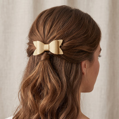 Metallic Pebble Hair Bows (2 Pack), Handmade Gold & Bronze Clips