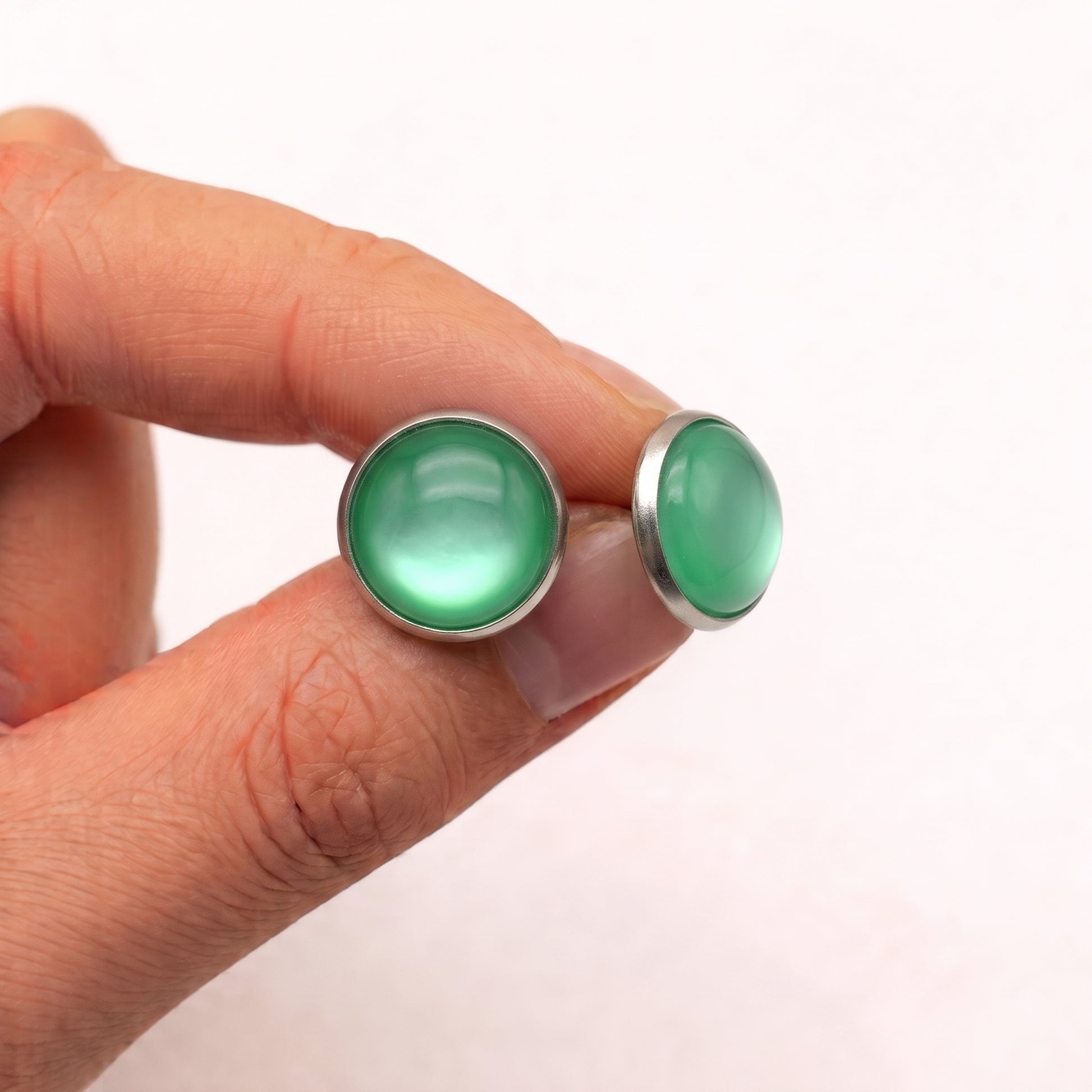 Glossy Dome Stud Earrings, Handmade Shiny Colour-Pop Studs