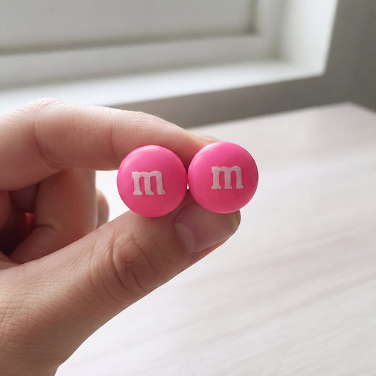 Colourful Round Lolly-Look Stud Earrings | Handmade | 14mm