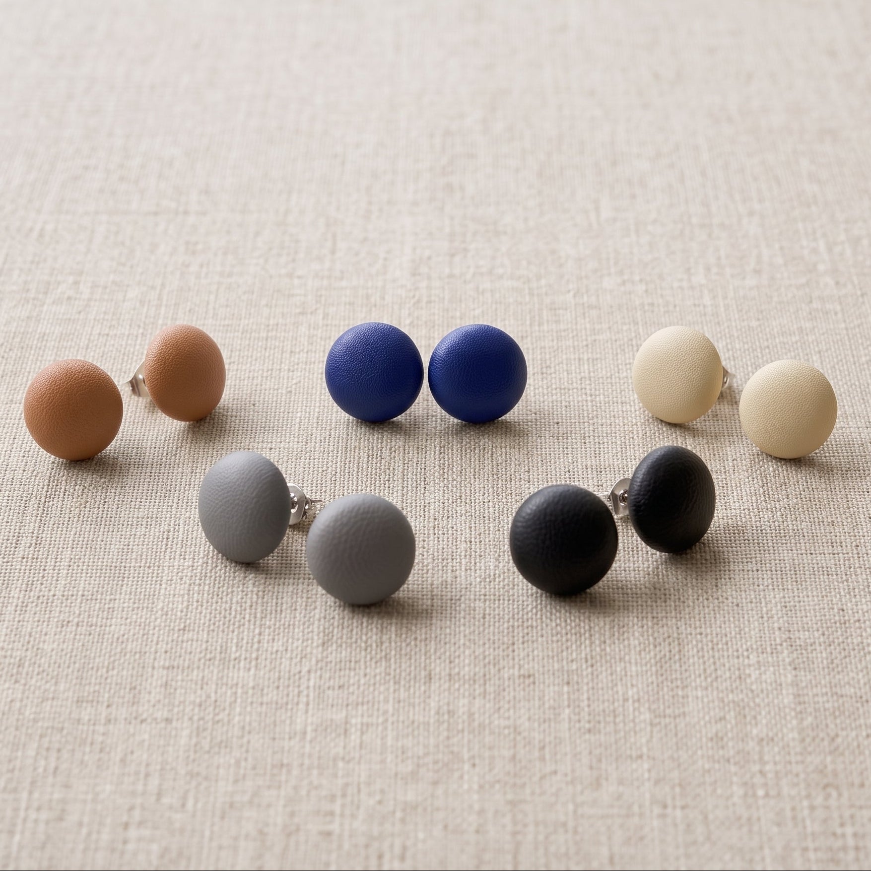 Leather Stud Earrings – Round Button Style, 14mm Handmade Jewellery