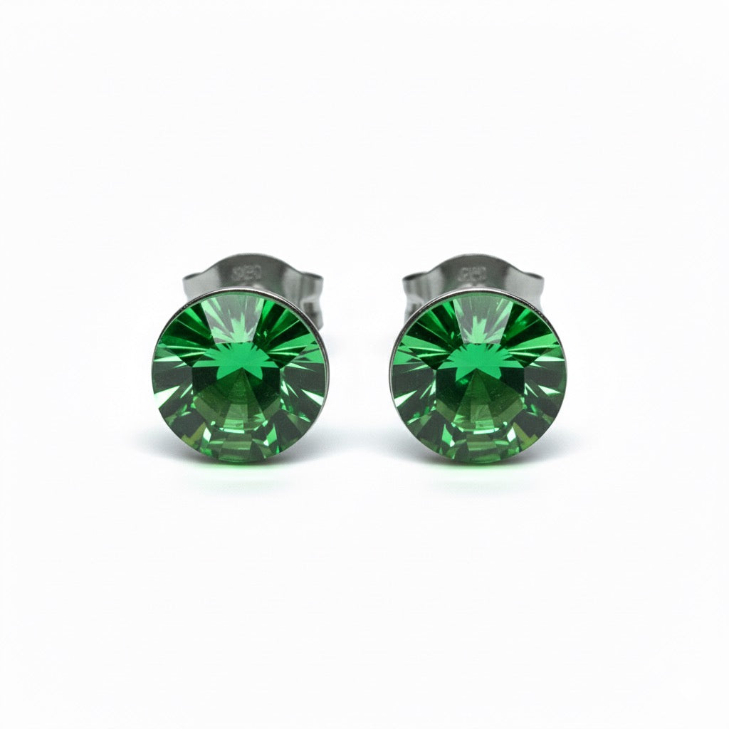 Crystal Stud Earrings – Stainless Steel with Pointed-Back Glass Crystals