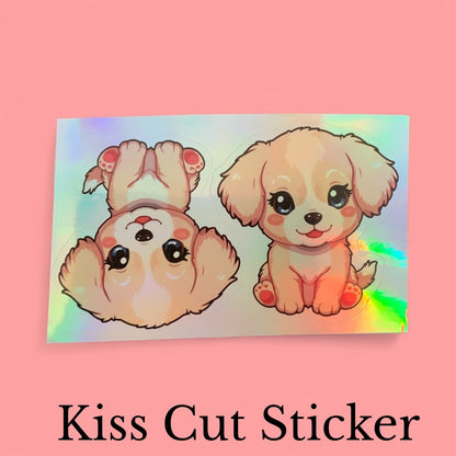 Kawaii Puppy Rainbow Set | Cute Dog | Holographic Foil | Kiss-Cut Sticker